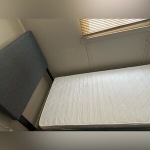 Premium White Mattress Cover with Gray Headboard